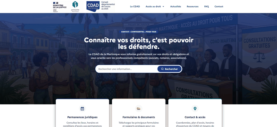 Page d’accueil du site du CDAD de la Martinique